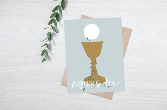 Agnus Dei First Communion Card, Catholic Sacrament Card