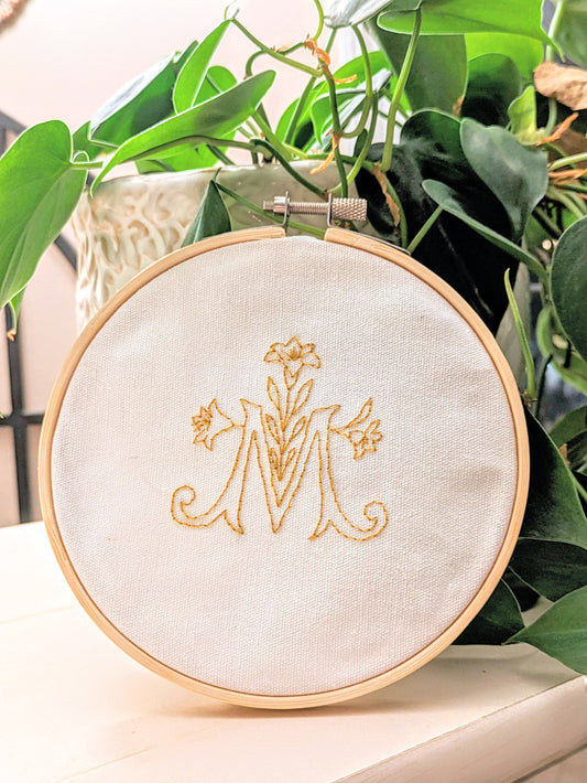 Marian Symbol: Embroidery Stick and Stitch Sticker