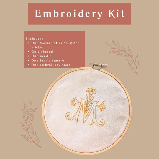 Blessed Mother "M" Embroidery Kit: Catholic DIY Craft