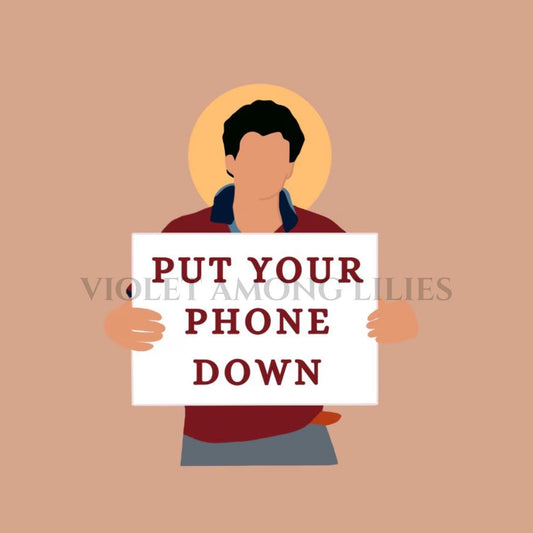 Carlo Acutis 'Put Your Phone Down' Sticker: Catholic saint sticker, confirmation gift, patron saint
