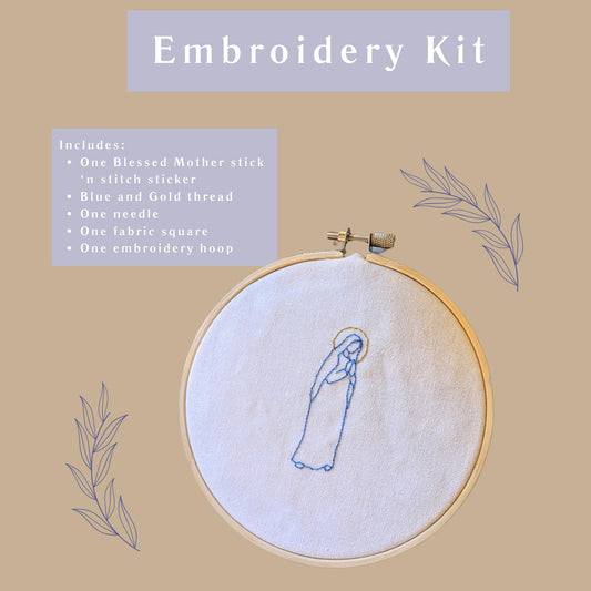 Blessed Mother Embroidery Kit: Catholic DIY Craft