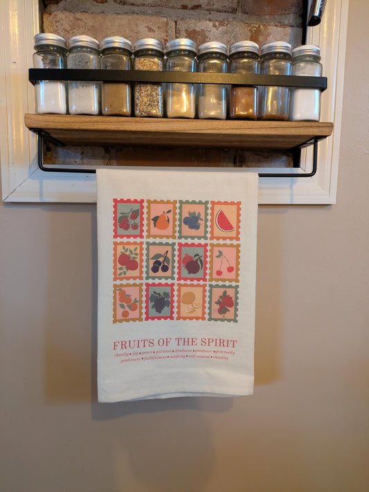 Fruits of the Holy Spirit: Christian/Catholic Cotton Tea Towel