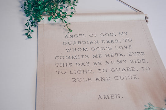 Guardian Angel Prayer Canvas Wall Hanging