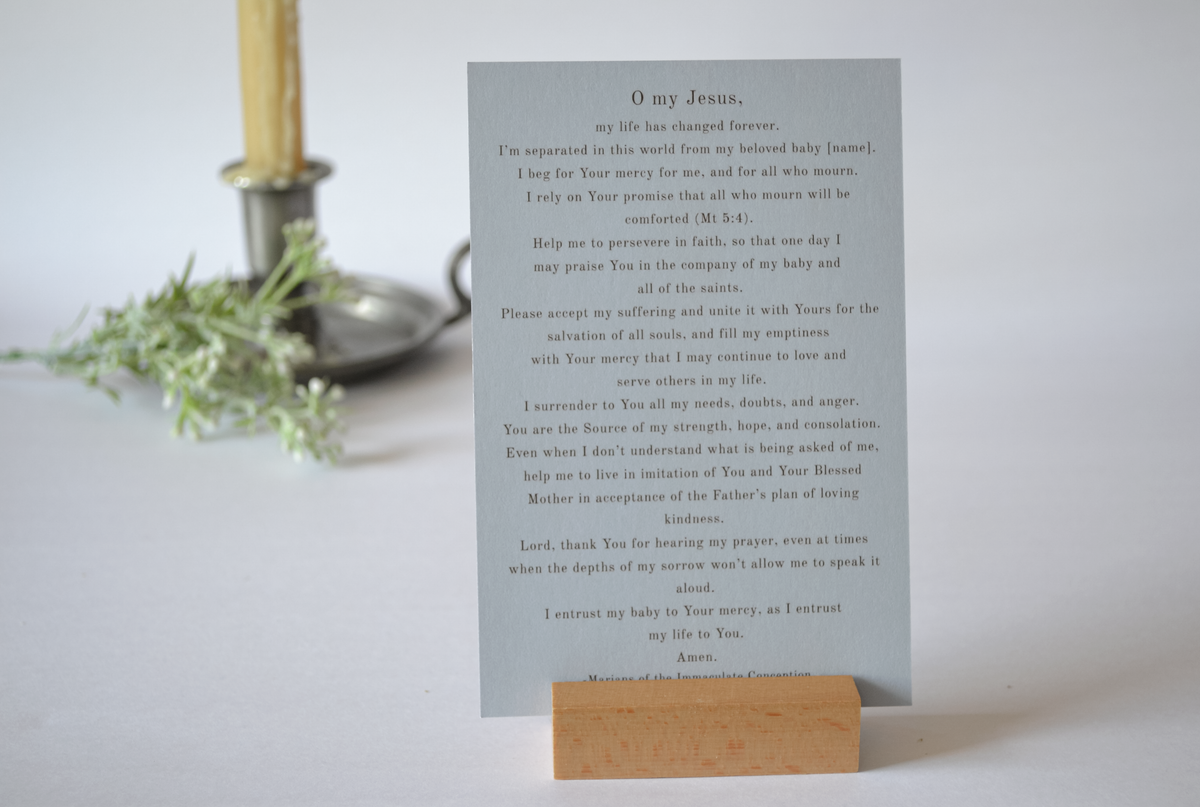 Catholic Miscarriage Prayer Card, Baby Loss Holy Card