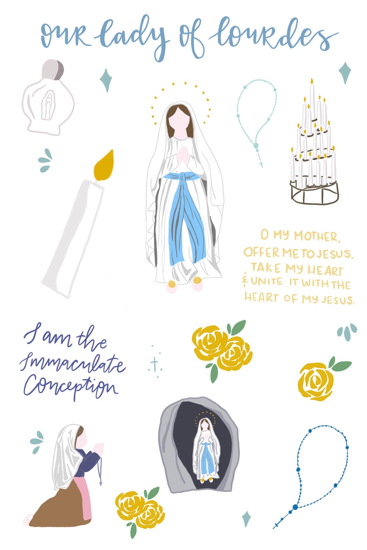 Our Lady of Lourdes Sticker Sheet