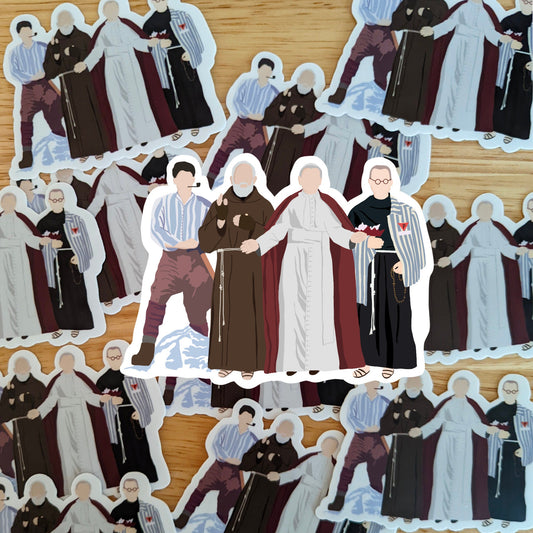 Male Saints Vinyl Sticker: John Paul II, Frassati, Pio, Kolbe (3x2.23")