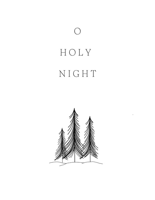 O Holy Night Linen Paper Christmas Card