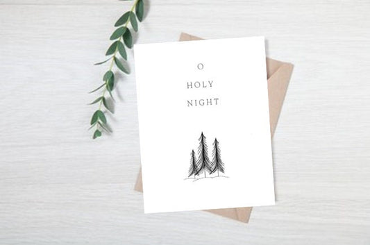 O Holy Night Linen Paper Christmas Card