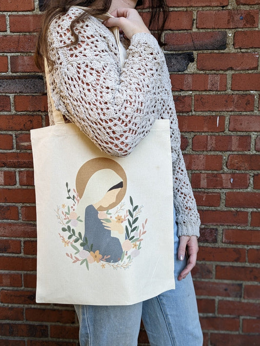 Rosa Mystica Canvas Tote Bag: Catholic Blessed Mother Tote