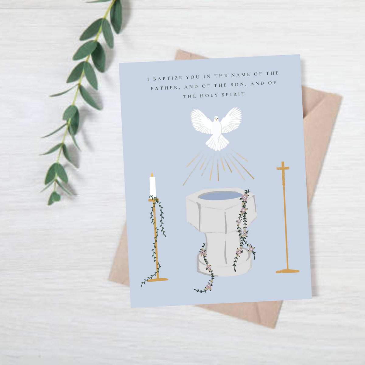 Catholic Baptism Card, Catholic Sacrament, Blank Inside
