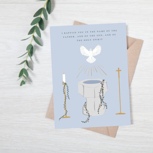 Catholic Baptism Card, Catholic Sacrament, Blank Inside