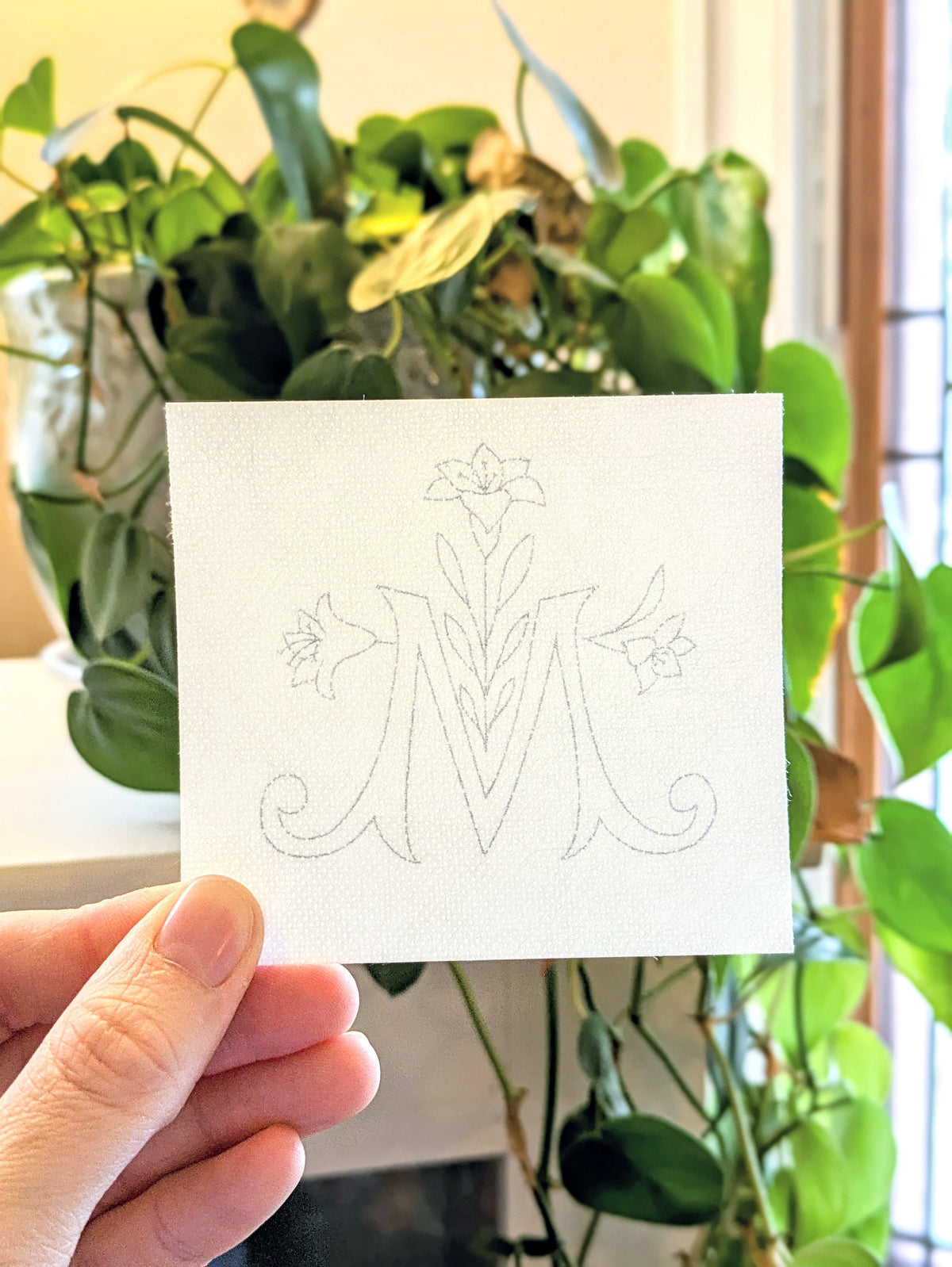 Marian Symbol: Embroidery Stick and Stitch Sticker