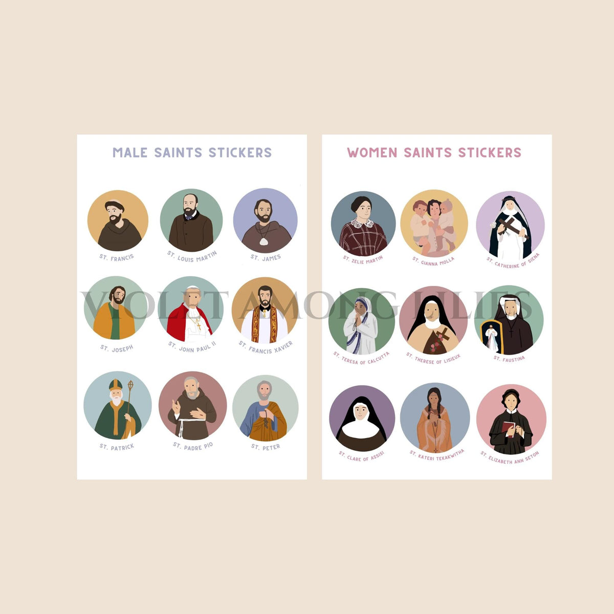 Catholic Saint Sticker Bundle: 9 Piece Catholic Gift Set