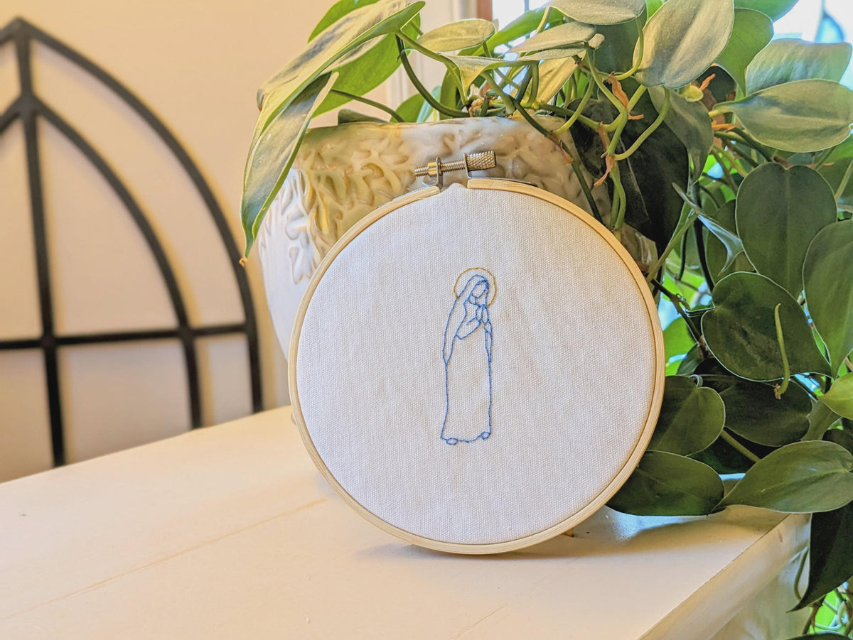 Blessed Mother Embroidery Kit: Catholic DIY Craft
