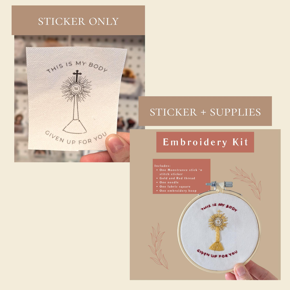 Monstrance Embroidery Kit: Catholic DIY Craft