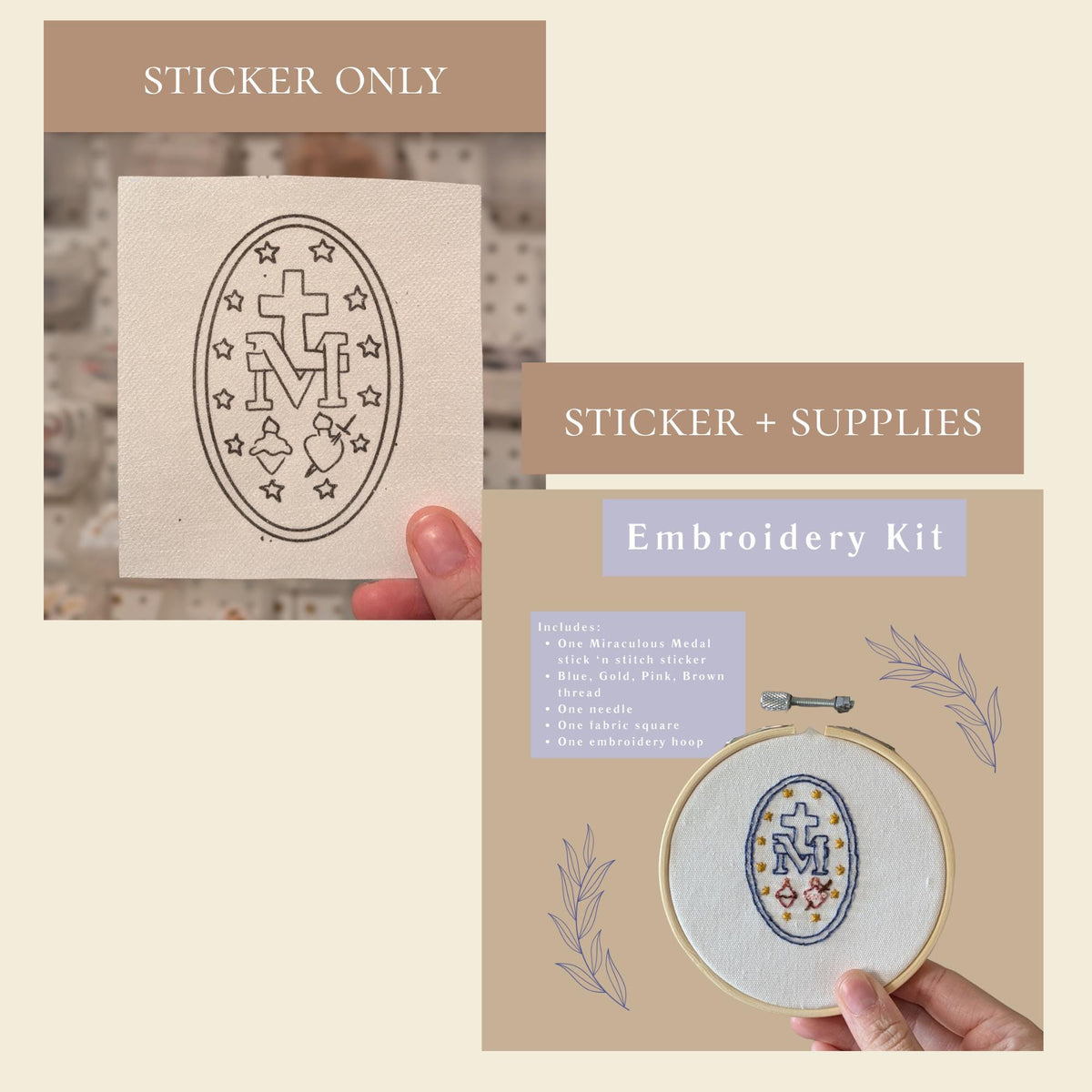 Miraculous Medal Catholic Embroidery Kit, Blessed Mother, Catholic gift, Catholic craft, gift for her, gift for teen