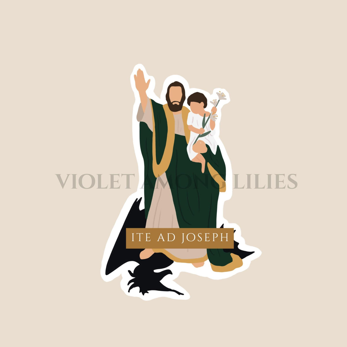 St. Joseph, Terror of Demons: Catholic Sticker, saint sticker, waterproof, Catholic gift, confirmation saint, gift for him