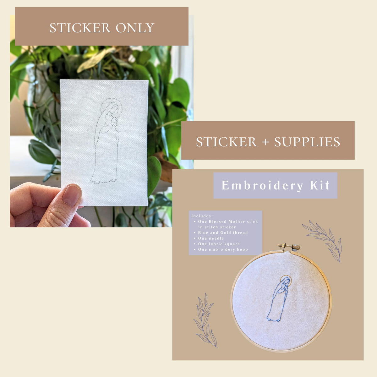 Blessed Mother Embroidery Kit: Catholic DIY Craft