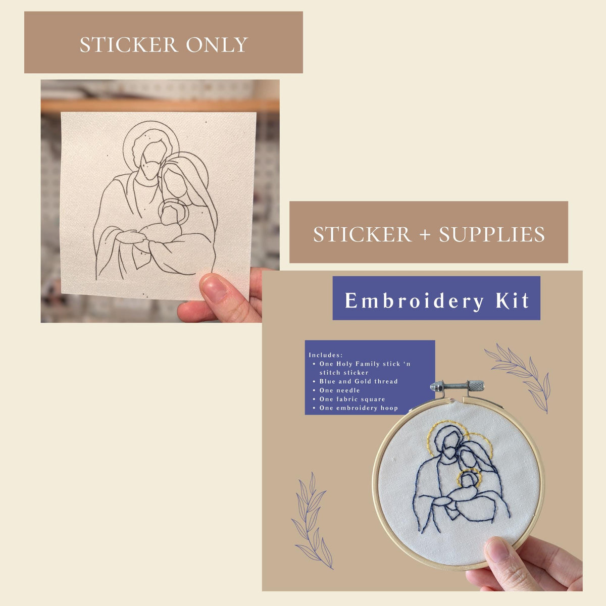 Holy Family Embroidery Kit: Catholic Christian DIY Craft