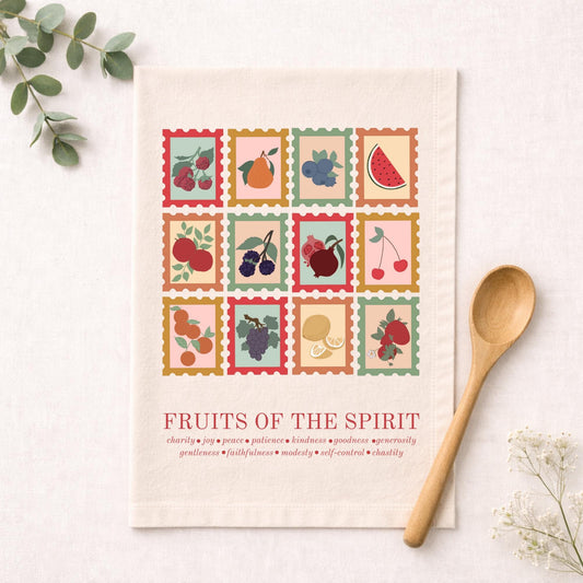 Fruits of the Holy Spirit: Christian/Catholic Cotton Tea Towel