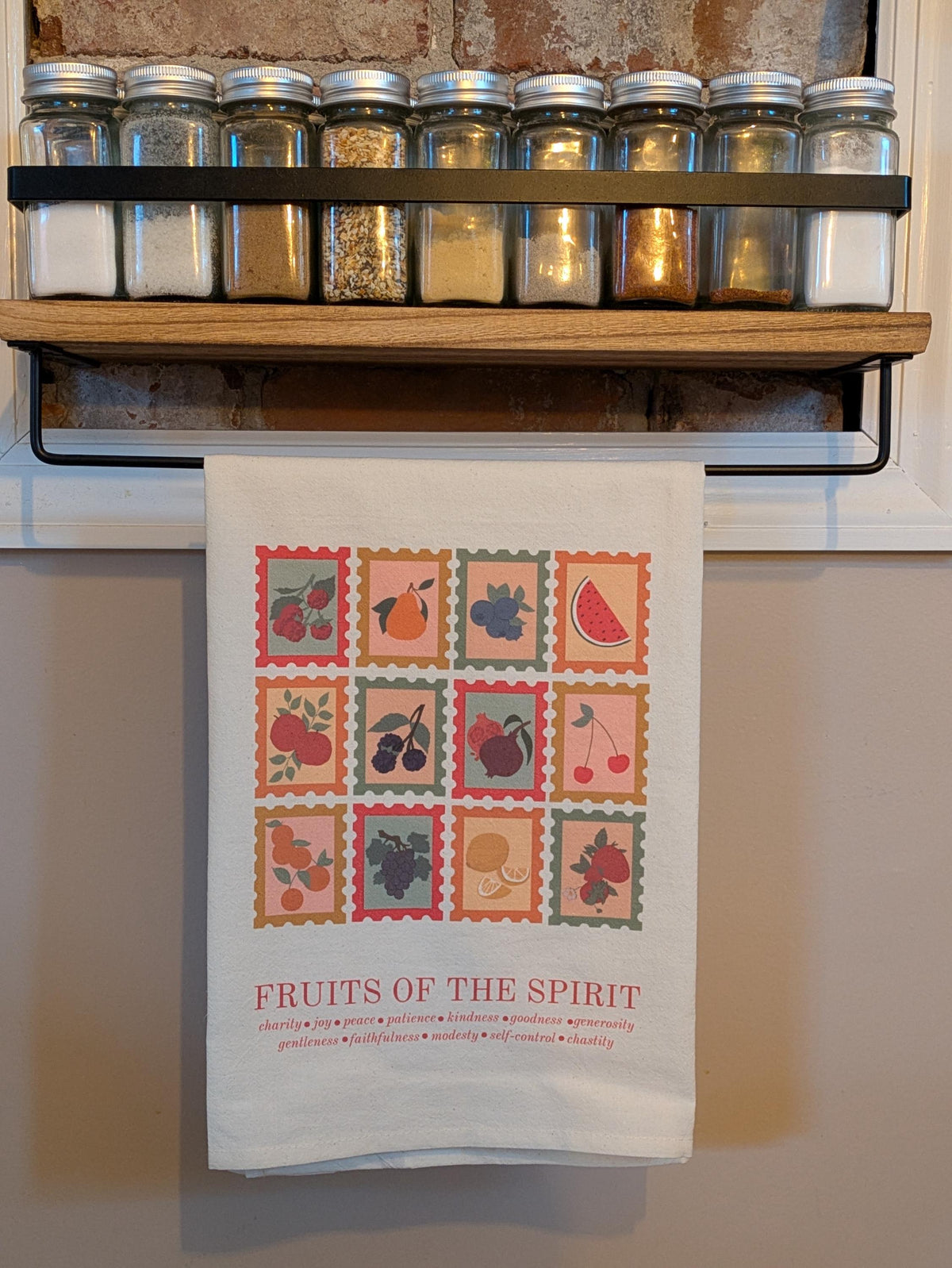 Fruits of the Holy Spirit: Christian/Catholic Cotton Tea Towel