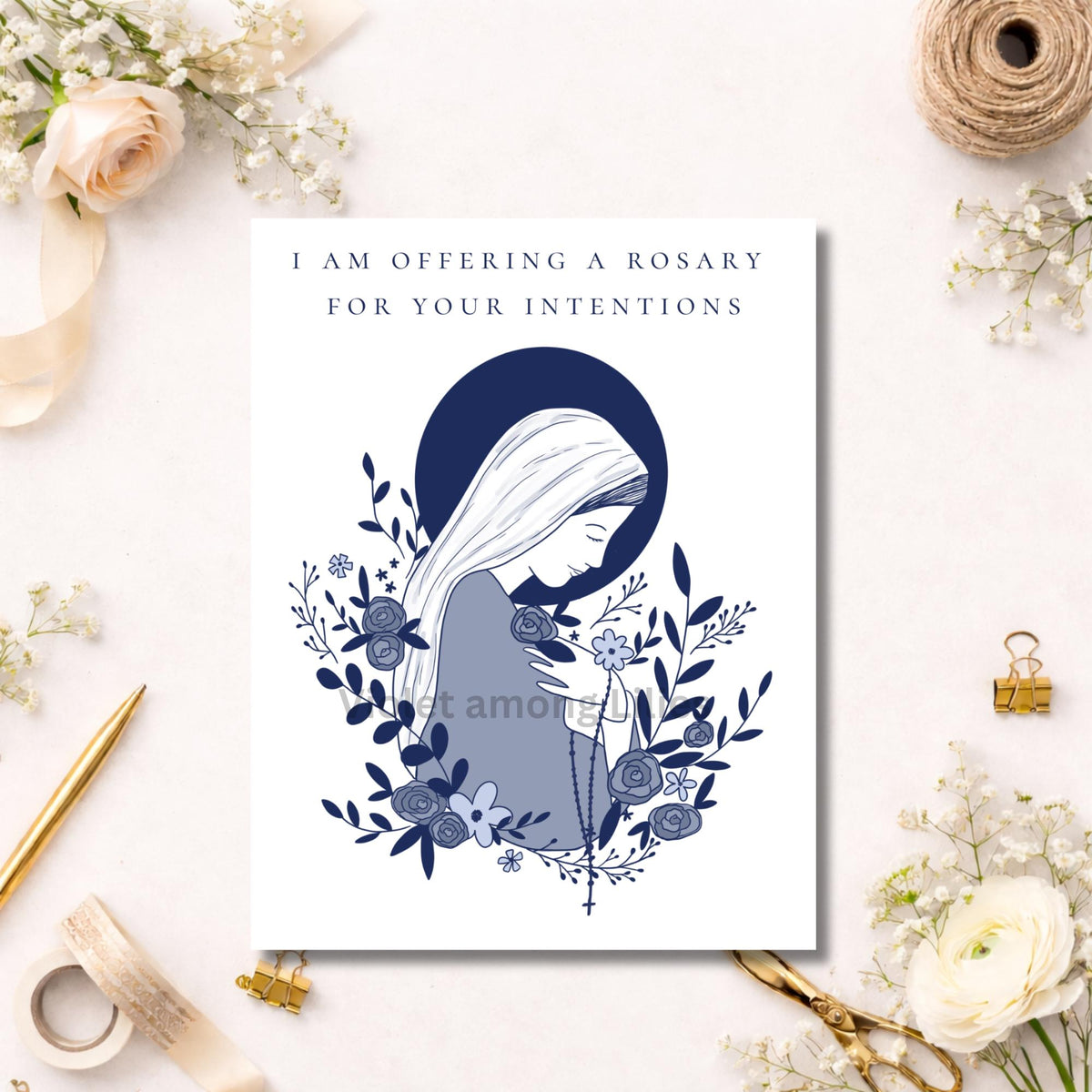 I Am Offering a Rosary For You: Catholic Blessed Mother Card