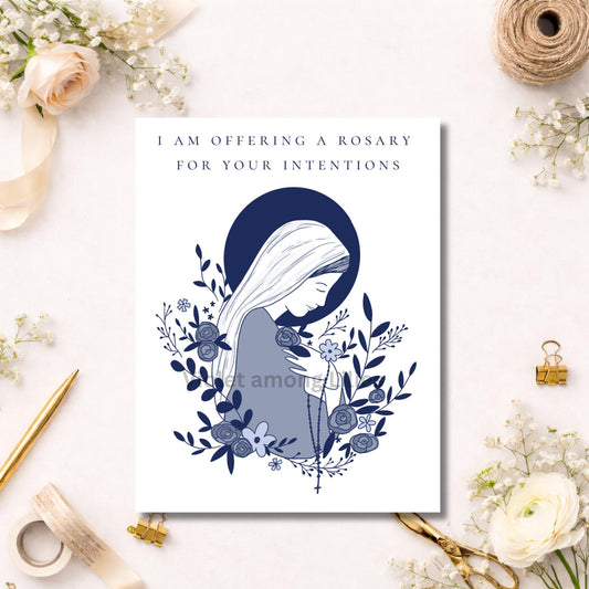 I Am Offering a Rosary For You: Catholic Blessed Mother Card