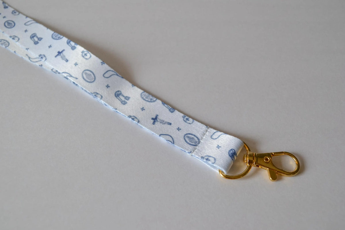 Catholic Sacramentals Lanyard, Dainty Blue and White Lanyard