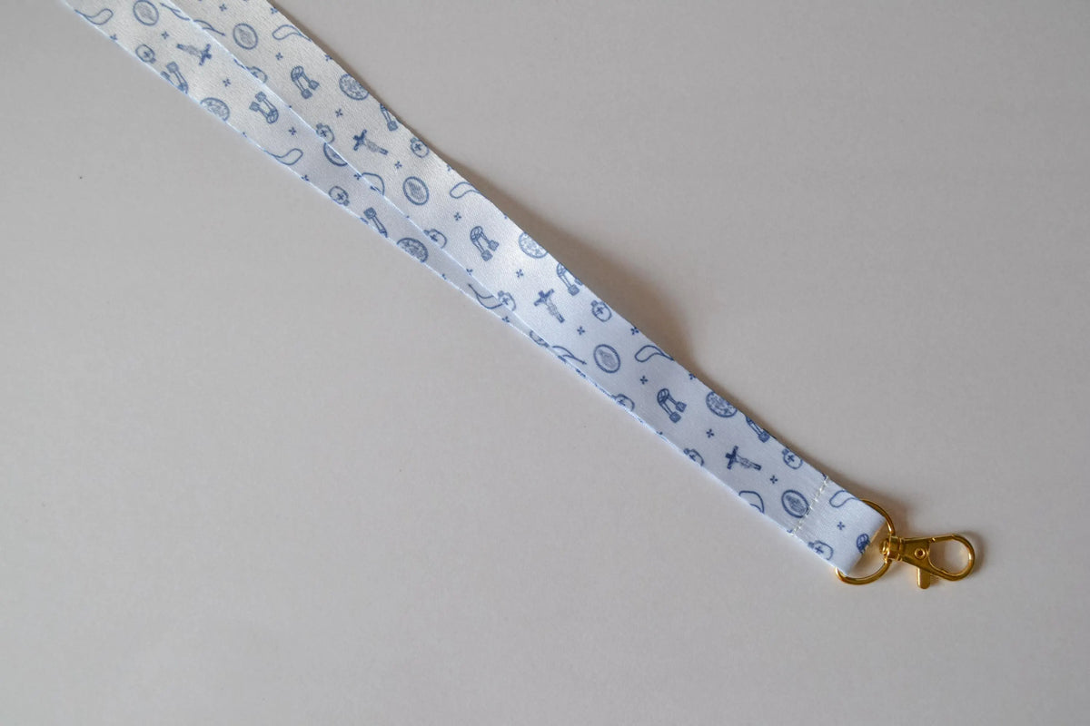 Catholic Sacramentals Lanyard, Dainty Blue and White Lanyard