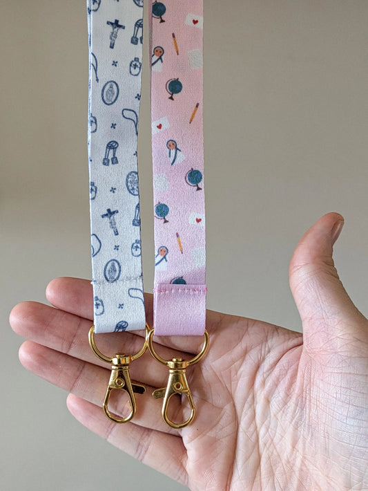 Catholic Sacramentals Lanyard, Dainty Blue and White Lanyard